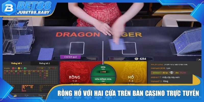 Rồng Hổ với hai cửa trên bàn casino trực tuyến