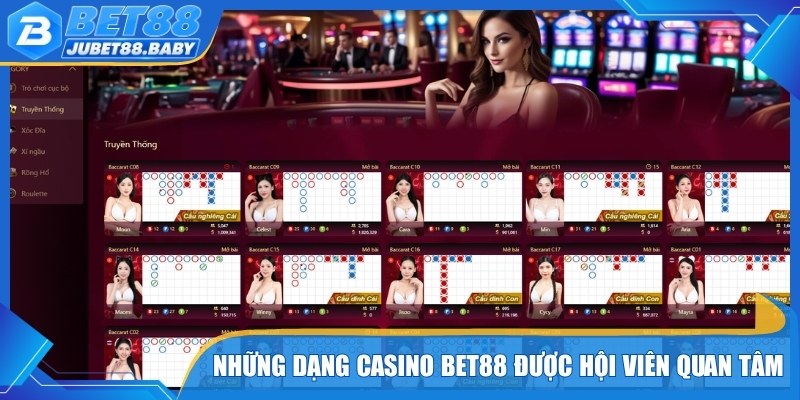 Những dạng Casino Bet88 được hội viên quan tâm